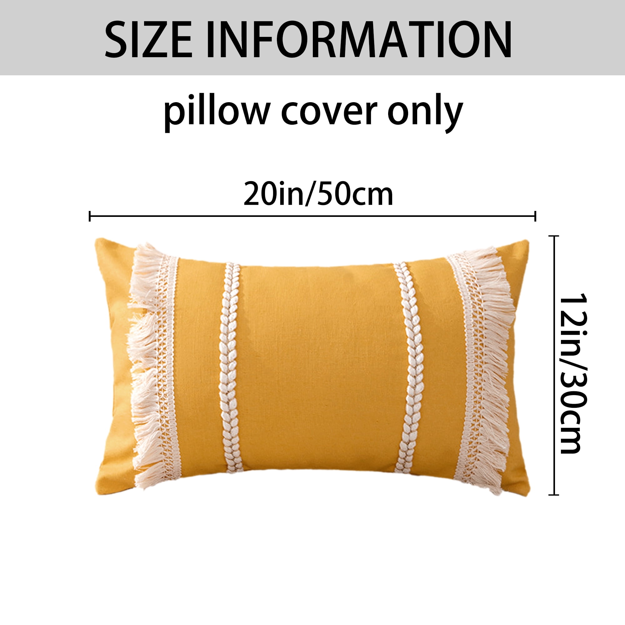 Unique Bargains 2 Pcs Boho Modern Textured Pillow Cover Yellow 12" x 20"