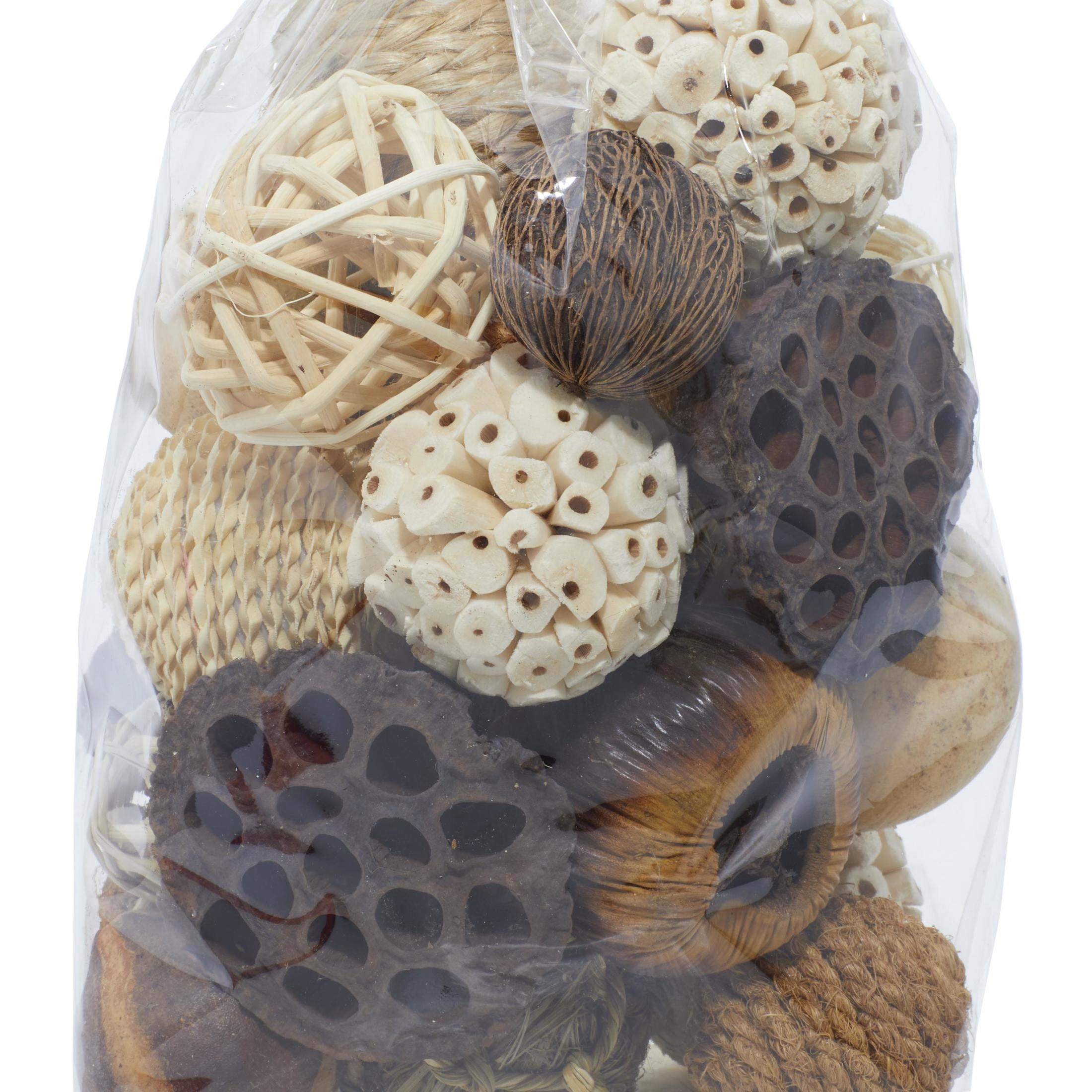 DecMode Brown 7" Handmade Dried Plant Orbs & Vase Filler with Varying Designs (2 Count)
