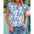 thumbnail image 3 of FreshPretty Womens Tops Dressy Casual Spring Summer Shirts Boho Floral V Neck Ruffle Cap Sleeve Business Work Blouses, 3 of 9