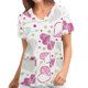 thumbnail image 1 of Blusa de manga corta con cuello en V para mujer, uniforme con bolsillos estampados para el Día de San Valentín Pompotops hkajfhjk459744, 1 of 4
