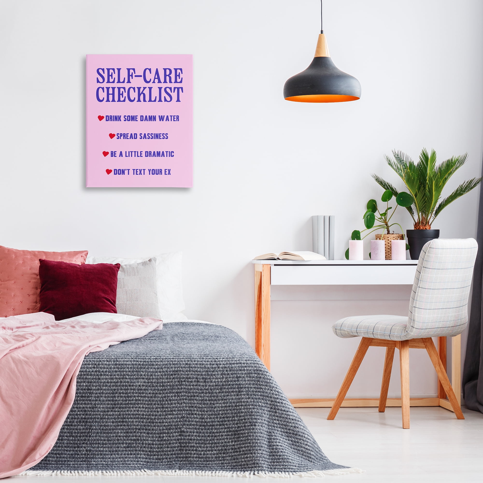 Stupell Industries Sassy Self Care Checklist Text & Numbers Painting Wrapped Canvas Art Print Wall Art, 24 x 30