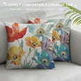 thumbnail image 3 of ONETECH  Enchanting Floral Decorative Throw Pillow Case Charming Beautiful Poppy Flowers Tricolor Orange Red Yellow Blue Cotton Linen Cushion Case for Sofa Couch, 3 of 5