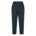 thumbnail image 4 of sovlvnd Savings 2024 Women's Summer Plus Size High Waisted Solid Color Capris Matching Causal Lightweight Slim Fitting Yoga Gym Pants, 4 of 6