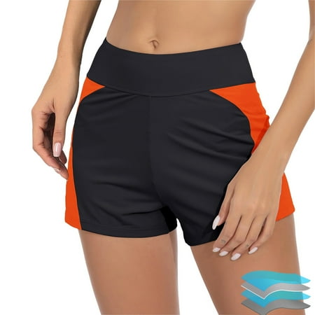 Linfrsh Women s High Cut Bikini Bottom Swim Skirt Full Coverage Swimsuit Bottom Plus Size Bikini Bottom Orange M