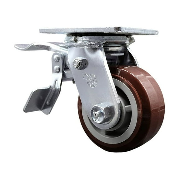4 Inch Polyurethane Swivel Caster with Ball Bearing and Total Lock Brake SCC