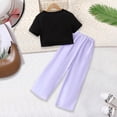 thumbnail image 4 of Outfits 2 piece for Girl Clothes Girls Sets Toddler Kids Clothing Sets Summer Sunflower T Shirt Tops Chiffon Loose Pants Outfits Children Clothes Z4-Purple, 160, 4 of 8