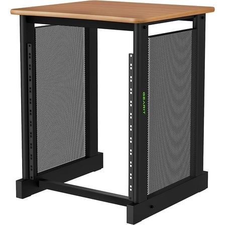 GEARit 12U Audio Rack With Flat Top for 19" Studio Gear, AV Equipment, Server Racks and More - Metal Construction, Oak Desktop Finish