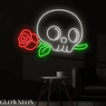 thumbnail image 2 of Glowneon Skull Rose Flower Neon Sign, Skull Halloween Wall Led Sign, 2 of 5