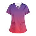 thumbnail image 3 of Aofany Flash Picks! Womens Nursing Scrub Tops Working Uniform Short Sleeve V Neck Workwear Blouse T-shirt with Pockets, 3 of 4
