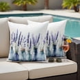thumbnail image 4 of Botanical Floral Outdoor Waterproof Pillow Covers, Spring Watercolor Lavender Flower Vase Decorative Square Throw Pillowcase Sofa Cushion Sham for Patio/Couch/Chair, 16"x16" 2 Pack, 4 of 8