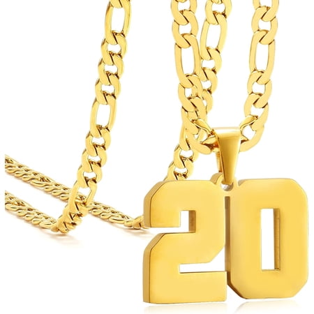 Celvieroot Jersey Number Necklaces for Mens Athletes Stainless Steel Sport Number Pendant Chain for Mens Baseball/Basketball/Football Team Inspiration Jewelry with Gifts