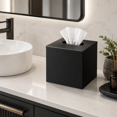 thumbnail image 6 of RVKXHD Square Tissue Box Cover Tissue Box Holder Napkin Holder Tissue Cube Box Decorative Holder for Bathroom Bedroom Office Dresser Nightstand Desk Tabletop 5"X 5" X 5"-Stainless Steel Matte Black, 6 of 7