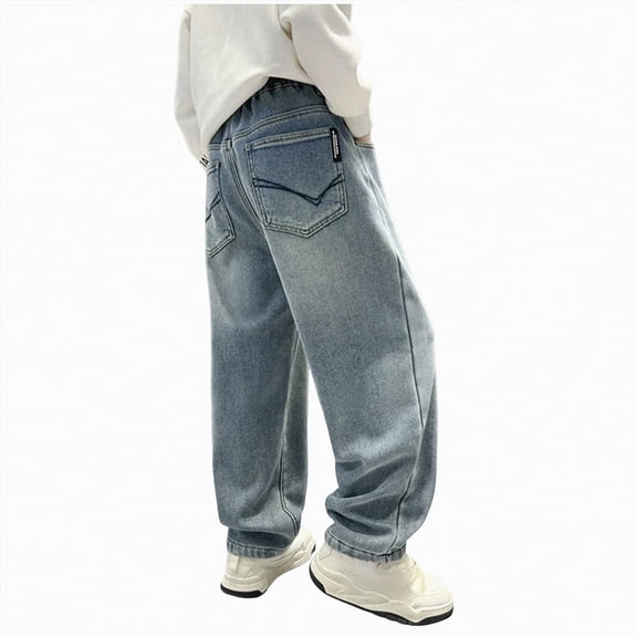 JUMEYU Jeans for Kids Boy Baggy Boy's Jeans Slim Fit Skinny Stretch Denim Pants 5T 6T (Blue,5-6 Years)