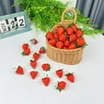 thumbnail image 4 of 1 Pc Artificial Red Strawberries Fake Simulation Realistic Strawberry Artificial Fruits Decoration Photography Prop for Home Kitchen Party Ornament, 1.38x1.18 Inch, Red, 4 of 9