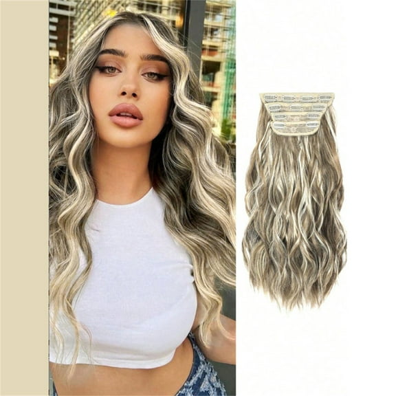 Awwp Clearance Sale Wig Long Curly Hair Wig with Water Ripple to Increase Hair Volume Clip Long and Short Four High Temperature Wire 50 Cm, 1X Wig Piece Pullover Toupee Multi-Color