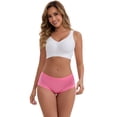 thumbnail image 4 of DARING DIVA Women's Plus Mid-Waisted Underwear Briefs 2 Pcs L Beige, Rose Red, 4 of 6