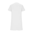thumbnail image 7 of Ladies Long Dress White V-Neck Cotton and Linen Solid Color Short Sleeved Beach Floral Tshirt Sundress 4XL, 7 of 7