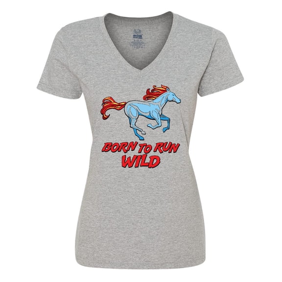 Inktastic Born to Run Wild- galloping horse Women's V-Neck T-Shirt
