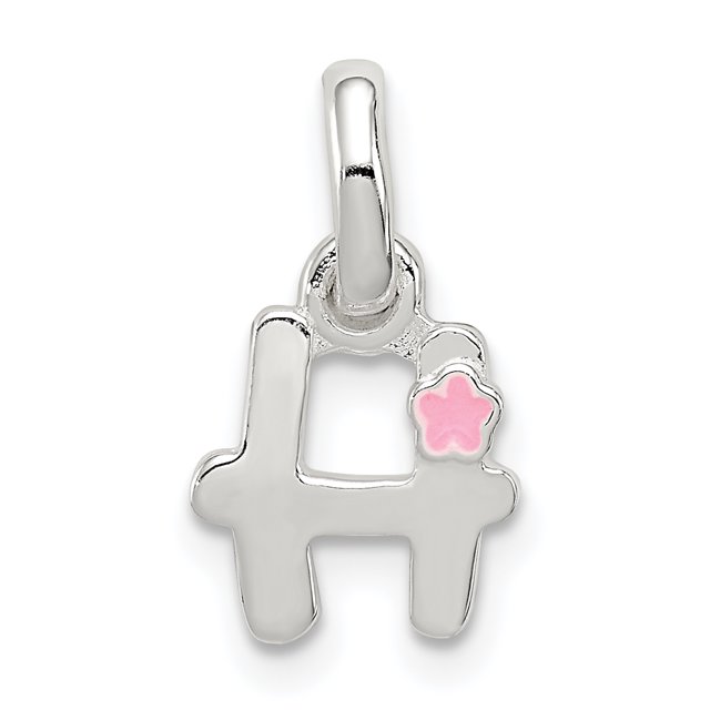 925 Sterling Silver Letter H Shaped with Enamel Pendant
