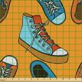 thumbnail image 2 of Ambesonne Cartoon Fabric by the Yard Upholstery, Colorful Funny Shoes Motif, 10 Yards, Dark Orange and Sky Blue, 2 of 5