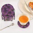 thumbnail image 6 of 6 Pcs Drink Coasters with Holder 3.94in Woven Coasters for Drinks Glowing Purple Butterfly Coaster Set for Protection Table, 6 of 7