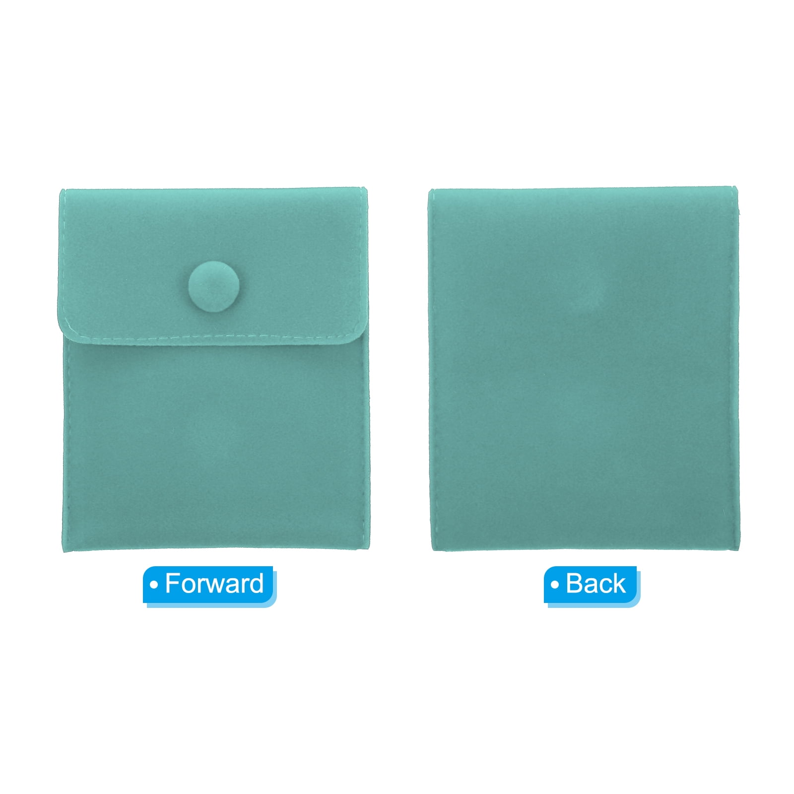 Unique Bargains Velvet Jewelry Pouches with Snap Button Light Green 3.94" x 3.35"