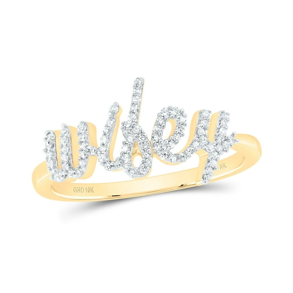 10kt Yellow Gold 1/6 Cttw Natural Diamond " Wifey" Ladies Wedding Engagement Anniversary Ring, Women Size: 5-9