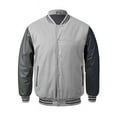 thumbnail image 4 of Men's Classic Snap Button Vintage Baseball Letterman Varsity Jacket (Burgundy/White, M), 4 of 13