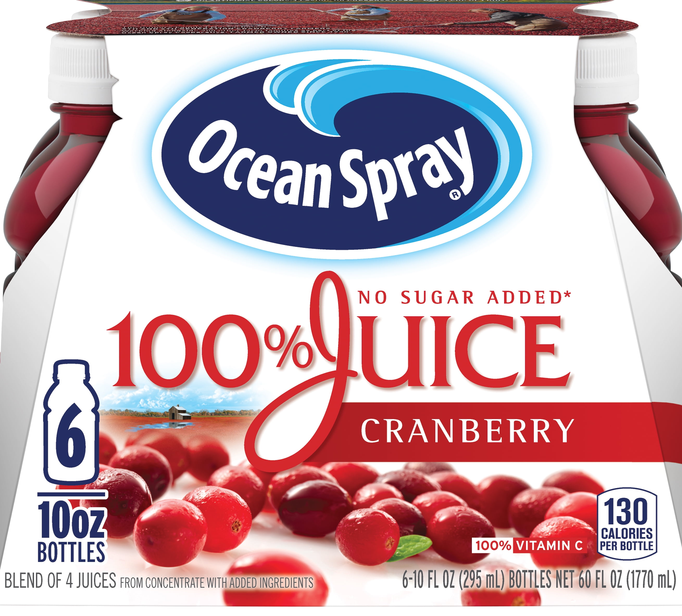 Ocean Spray 100% Juice, Cranberry, 10 Fl. Oz., 6 Count - Walmart.com