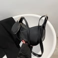 thumbnail image 3 of Bolsa bandolera para mujer 2 en 1 de hombro de cuero simple con monedero (negro) Likrtyny Para Estrenar, 3 of 9
