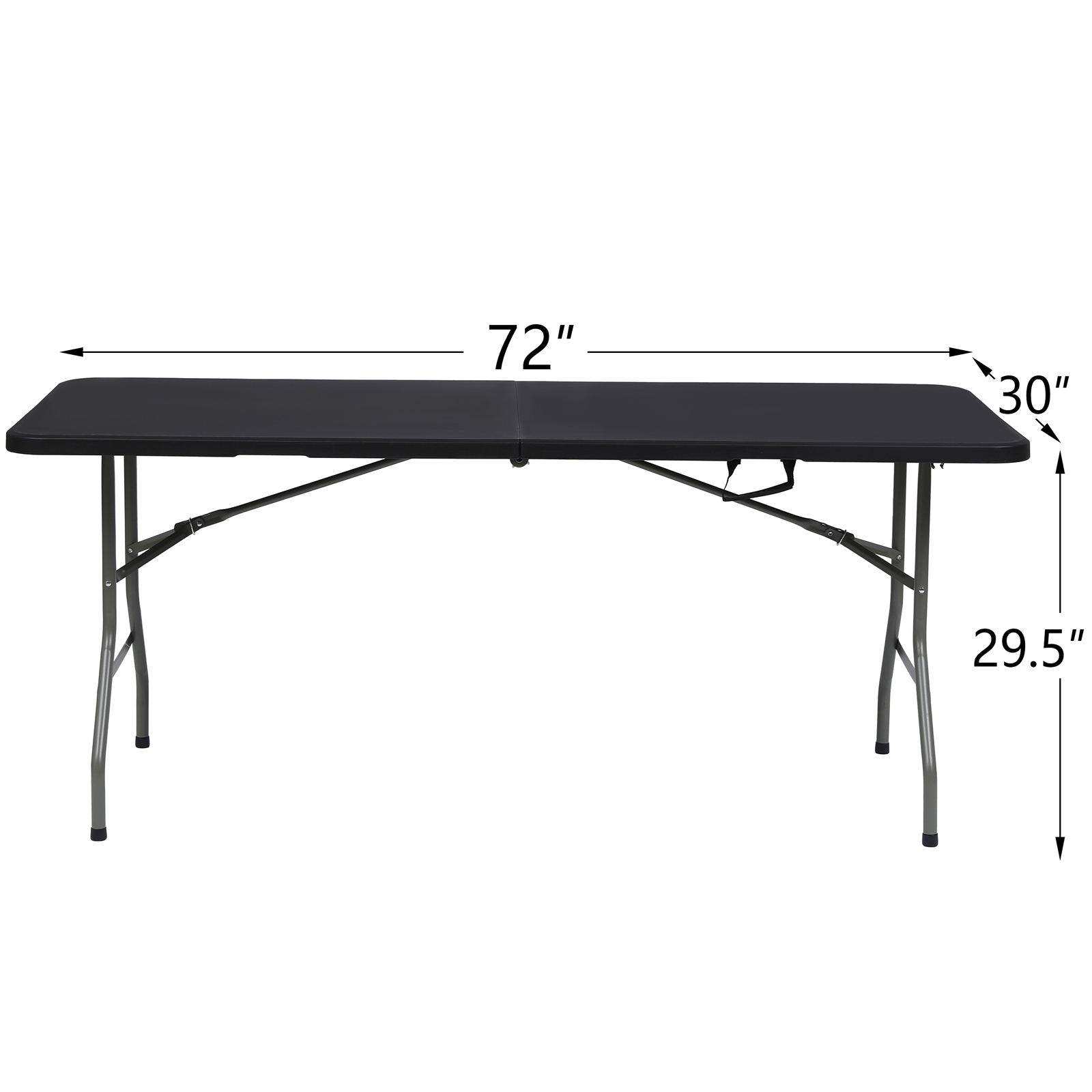 HONGGE 6ft Folding Table, Black Portable Plastic Table for Parties, Camping, Events & Outdoor Gatherings