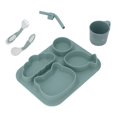 thumbnail image 4 of Juego De Vajilla Para Niños, Juego De Platos De Cena Para Bebés De Succión Fuerte Cubiertos Masticables Juego De 5 Piezas De Silicona Para Exteriores ANGGREK Infant Feeding Set, 4 of 8