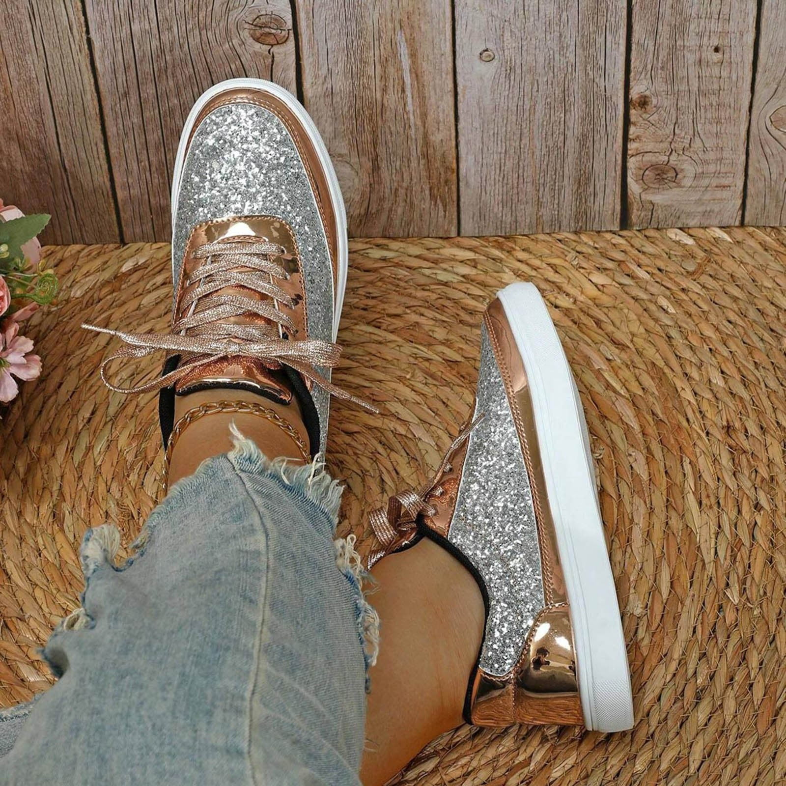 office rose gold shoes