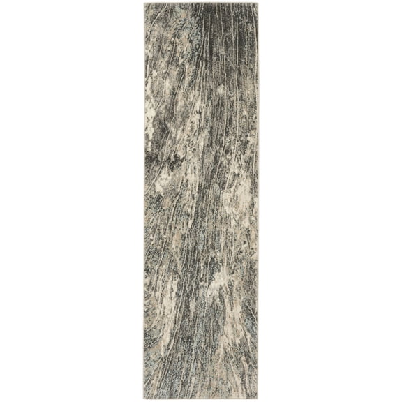 Nourison Soma SOM03 Indoor only Area Rug - Charcoal/Ivory 2'2" x 7'6"