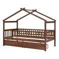 thumbnail image 3 of Bellemave Twin Size House Bed with Storage Drawers Playhouse Platform Bed Wooden House-shaped Bed Frame with Fence Guardrail (Twin size, Walnut Brown), 3 of 12