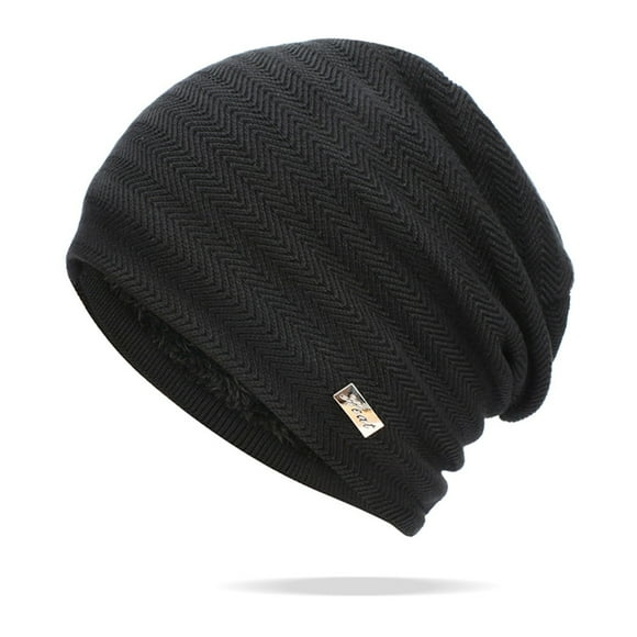 Pavied Beanie Skull Cap Womens And Mens Pullover Caps Ladies Knitted Hats Open Cotton Pile Caps Ear Guards Warm Caps Mens Running Hat Hats for Men Black One Size