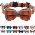thumbnail image 1 of Collar antiestrangulamiento para gatos, collar con cascabel y pajarita, collares bonitos para gatitos y gatos, 1 unidad, naranja, 1 of 5