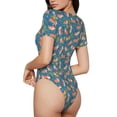 thumbnail image 3 of Naloa Corgi with Flowers Women's Short-Sleeved Onesie, One-Piece Swimsuit for Parties, dates, clubs - Small, 3 of 9