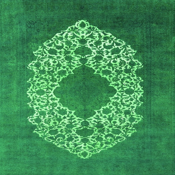 Ahgly Company Indoor Square Oriental Green Industrial Area Rugs, 3' Square