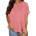 thumbnail image 2 of BSDJILFG Plus Size Tops for Women Summer Casual Shirt Ribbed Knit Loose Short Sleeve Solid Color Crewneck Flowy Lounge Tops ,S-3XL, 2 of 8
