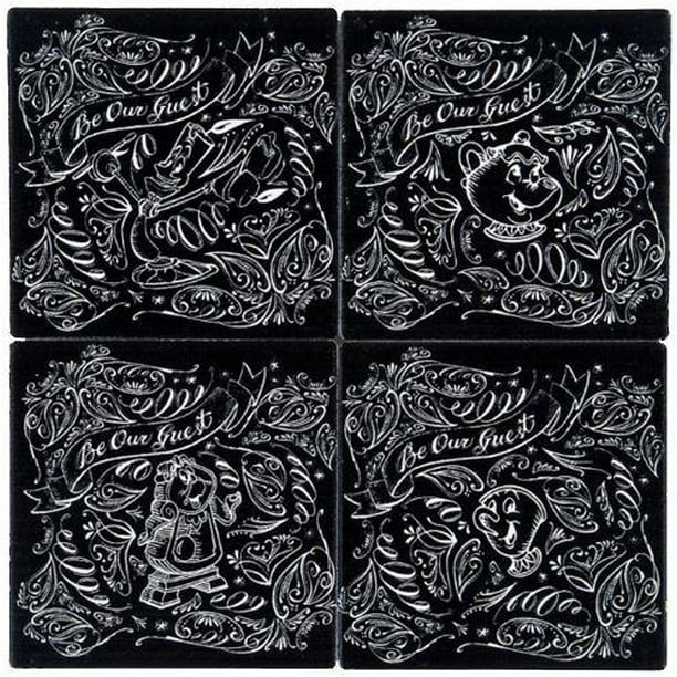 Disney Coaster Set Beauty And The Beast Be Our Guest Chalkboard Walmart Com Walmart Com