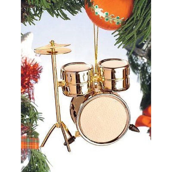 Realistic Gold Drum Set Christmas Ornament - 3" Tall by Broadway Gifts