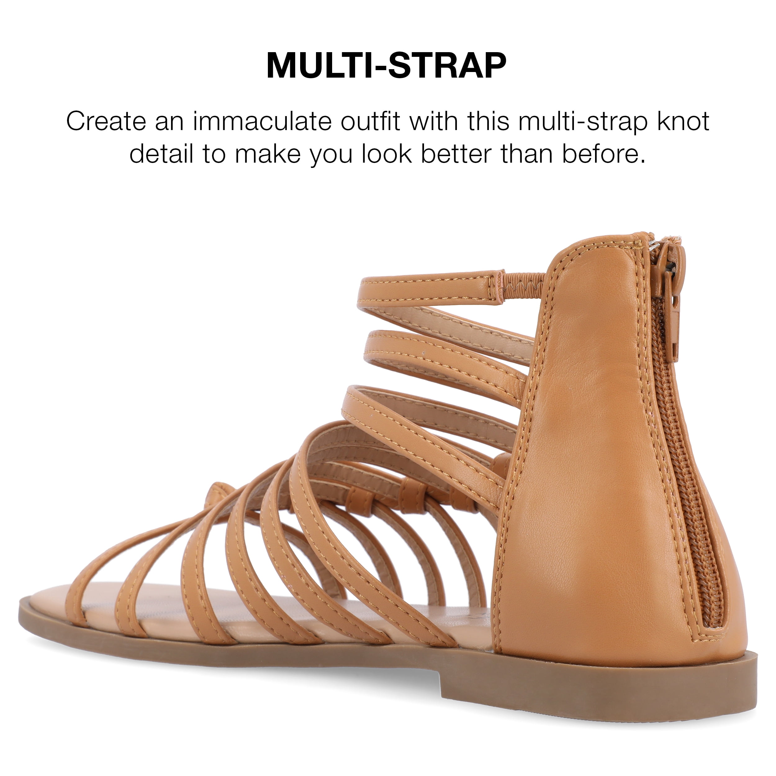 Journee Collection Womens Petrra Tru Comfort Foam Gladiator Back Zip Sandals