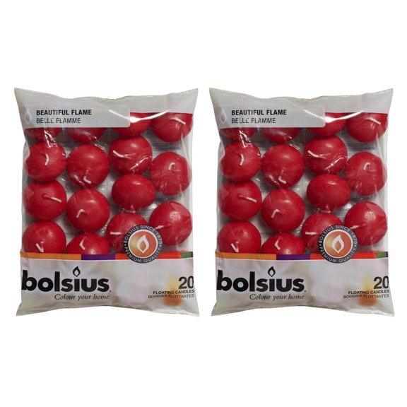 40 Red Floating Candles 1.75 Inch Unscented | 4.5 Hours Long Burning Smokeless Candles