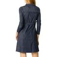 thumbnail image 4 of MODA NOVA Juniors Point Collar Half Placket Long Sleeve Shirt Dress with Belt, 4 of 7