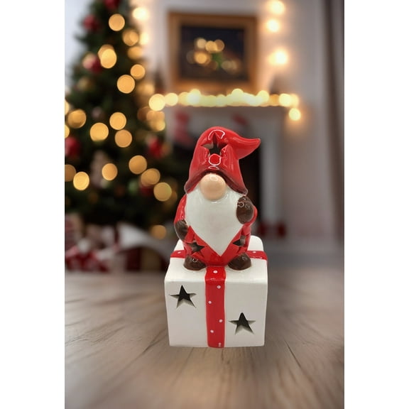 Christmas Ceramic Ornament - Christmas Gift with Gnome by Wizardi F07N7-8