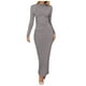 thumbnail image 1 of 2025 Vestido largo ajustado de color liso para mujer: poliéster, cintura imperio, temperamento elegante, lavable a máquina, tallas S-L, contorno de pecho 76-100 cm, 1 of 6
