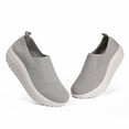 thumbnail image 4 of Pandaie Platform Loafers for Women Comfortable Slip on Casual Shoes Thick Bottom Lightweight Work Walking Running Shoes Grey 6.5, 4 of 5