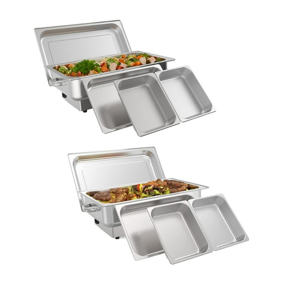 2 Pack Electric Chafing Dish Buffet Set, 2 x 4.5 QT Stainless Steel Food Servers and Warmers for Parties, Events, Wedding, Camping, Dinner-Gold