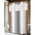 thumbnail image 4 of Brown Grey No Hook Shower Curtain Waterproof, Bathroom Curtains with Snap in Liners and See Through Top Window, Gray Farmhouse Modern Rustic Hotel Style Bathtub Curtains Shower 60"Wx72"L, 4 of 8